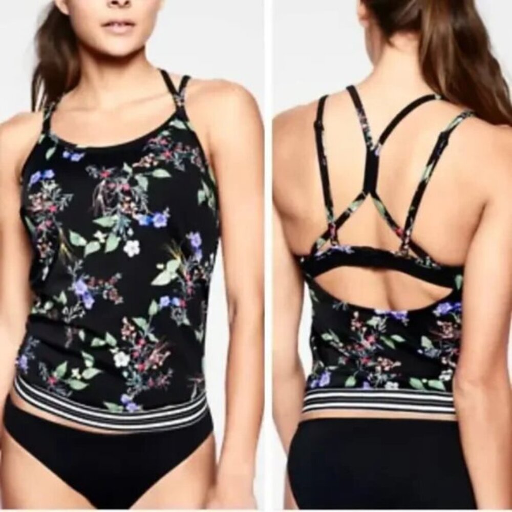 Athleta Black Multicolor Floral Camisole